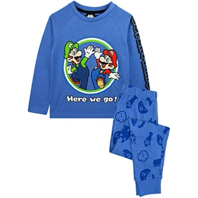 Afbeelding van SUPER MARIO Pajamas Luigi jongens T shirt met lange mouwen voor kinderen, blauw, Blauw