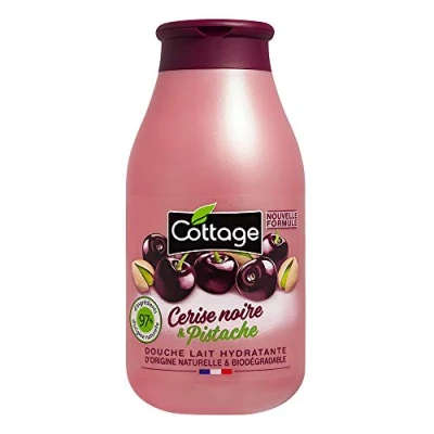 Afbeelding van Cottage Douchegel, hydraterende melk, zwarte kers en pistache, 97% ingrediënten van natuurlijke oorsprong, 250 ml