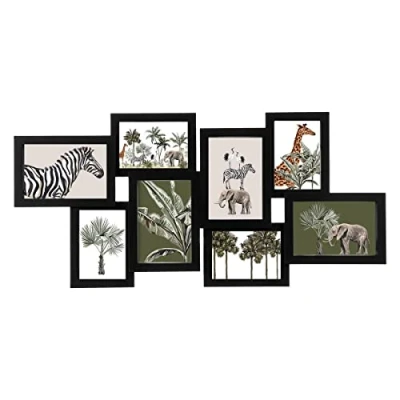 Afbeelding van Atmosphera Collage fotolijst/fotoframe 8x foto van verschillende formaten zwart wand 63 x 30 cm