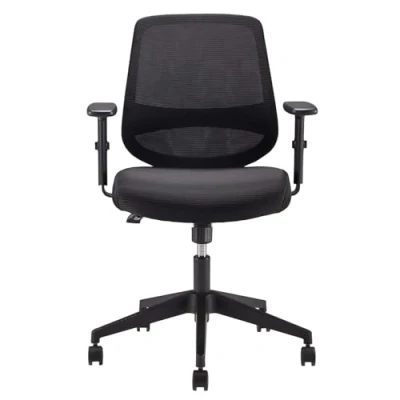 Afbeelding van Amazon Basics (voorheen Movian) Verstelbare bureaustoel met middelhoge rugleuning van mesh, gevoerde zitting, armleuningen en lendensteun, 63,5 x 58 91 cm, zwart