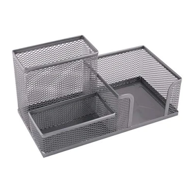 Afbeelding van Leviatan Bureau organizer pennenhouder van metaal bureaurek met meshvak 205 x 103 98 mm zilver