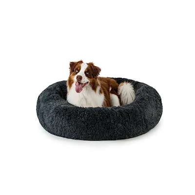 Afbeelding van lionto Rond hondenbed, kattenmand, donut, (3XL) 100 cm Ø donkergrijs