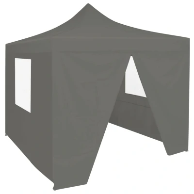 Afbeelding van Partytent met 4 zijwanden inklapbaar 2x2 m staal antraciet