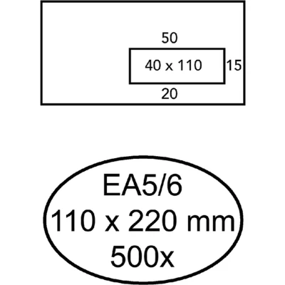 Afbeelding van Envelop Hermes EA5/6 110x220mm venster 4x11rechts zelfkl 500