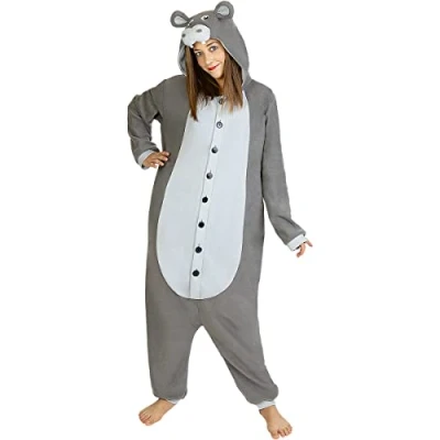 Afbeelding van FUNIDELIA Nijlpaard Kostuum Onesie voor mannen en vrouwen Maat: L XL