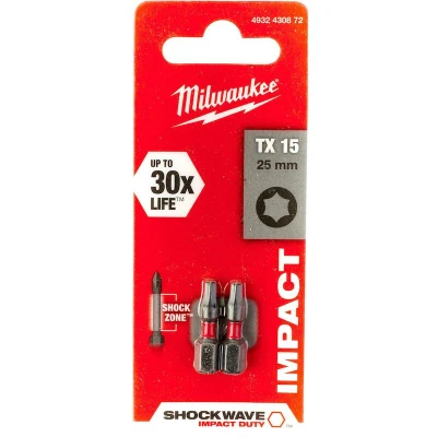 Afbeelding van Milwaukee Shockwave schroefbit lang 25mm Torx TX15 (2st)