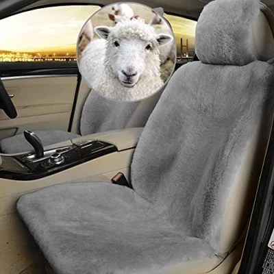 Afbeelding van echt schapenvacht autostoelhoes bont voor voorstoelen auto universeel (één stuk) (kleur: 1)