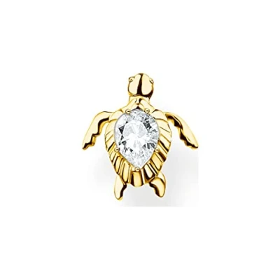 Afbeelding van Thomas Sabo Unieke oorstekers schildpad van sterling zilver met 750 geelgoud verguld en zirkonia, H2235 414 14, Kristal, Zirkonia