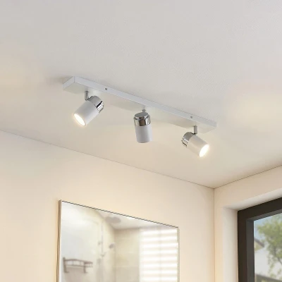Afbeelding van Lindby buitenspot 3lichts metaal, glas H: 10.5 cm GU10 wit, chroom, mat