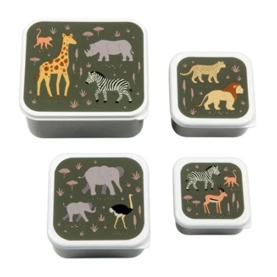 Afbeelding van A Little Lovely Company Snack Box Set Savanna 4st.