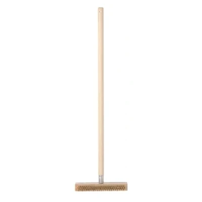 Afbeelding van Hendi Reinigingsborstel voor pizzaoven messingdraad houten houder stalen schraper 930x260 mm