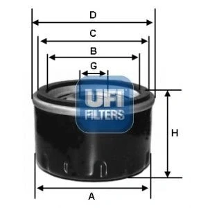 Afbeelding van UFI 23.159.00 Oliefilter M 20 X 1,5 Met een terugloopbeveiligingskleppen Opschroeffilter