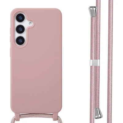Afbeelding van imoshion hoesje Geschikt voor Samsung Galaxy S25 met koord Siliconen roze