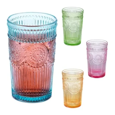 Afbeelding van Relaxdays drinkglazen set van 4 360 ml vintage vaatwasserbestendig