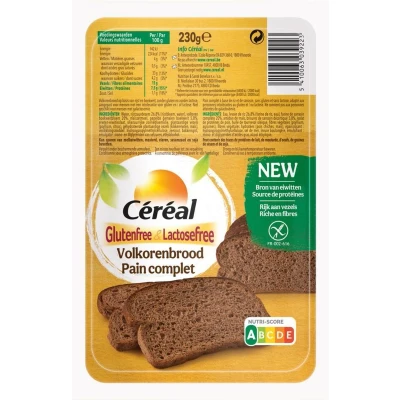 Afbeelding van Cereal Glutenvrij &amp; Lactosevrij Volkoren Brood 230GR