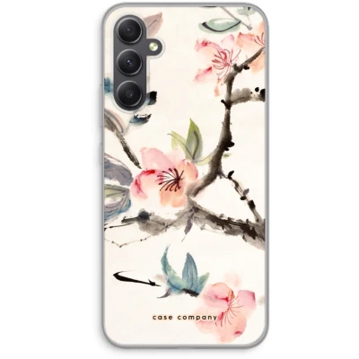 Afbeelding van Case Company® hoesje geschikt voor Samsung Galaxy A34 Japanse bloemen Soft Cover Telefoonhoesje Bescherming aan alle Kanten en Schermrand