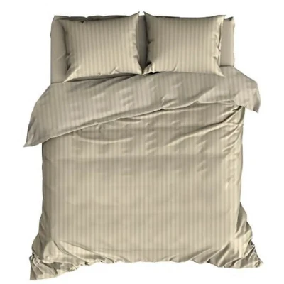 Afbeelding van Dekbedovertrek SATIN D&#039;OR satijnstreep sand 100% Katoen Satijn 240x200/220 + 2 slopen