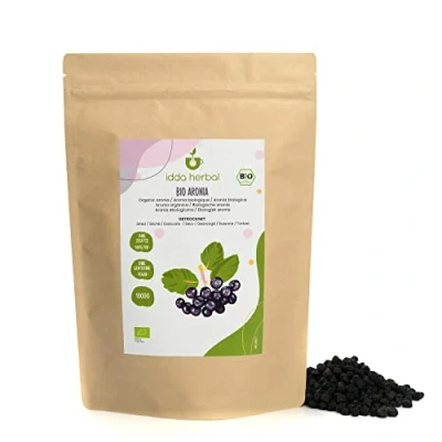 Afbeelding van biologische gedroogde Aronia (1 kg), hele ongezoete appelbes van teelt, 100% natuurlijk en zuiver, snack met fruit, klaar om te eten, veganistisch