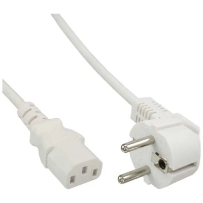 Image de InLine Câble d&#039;alimentation power CEE 7/7 (M) incliné pour IEC 60320 C13 50 cm blanc