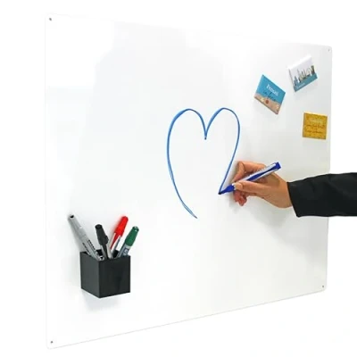 Afbeelding van KalaMitica Groot magnetisch wandbord van staal, beschrijfbaar en uitwisbaar, opbergbordhouder met dozen Magnetic System, wit beschrijfbaar, 74 x 57