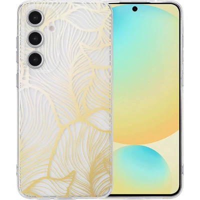 Afbeelding van imoshion hoesje Geschikt voor Samsung Galaxy S24 FE Siliconen Design Meerkleurig / Golden Leaves Transparant
