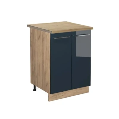 Afbeelding van Vicco Keukenonderkast Fame Line, Donkerblauw hoogglans/Krachtige Eik goud, 60 cm , WB