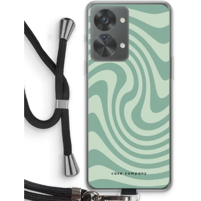 Afbeelding van Case Company® hoesje met Koord geschikt voor OnePlus Nord 2T Swirl Groen Telefoonhoesje Zwart Bescherming aan alle Kanten en Over de Schermrand