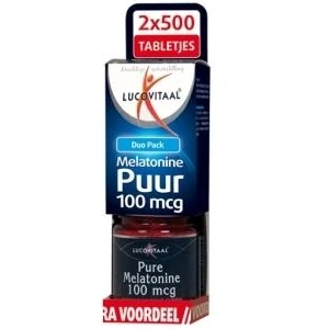 Afbeelding van 2+2 gratis: Lucovitaal Melatonine 100mcg DUO Pack 2x500 tabletten