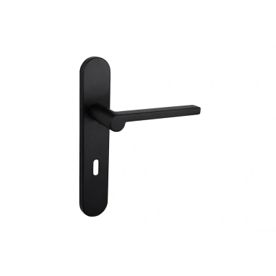 Afbeelding van Lavuzo deurkruk Caserta Zwart met afgerond schild SL72 Per set Design deurbeslag Deurklink