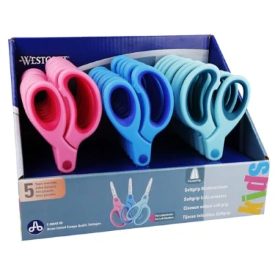 Afbeelding van Acme United E 2054S 00 Kinderschaar met antislip greep en puntige uiteinde, 13 cm, gemengd, 24 stuks