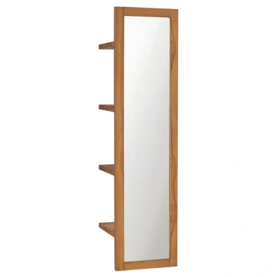 Afbeelding van Wandspiegel met schappen 30x30x120 cm massief teakhout