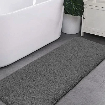 Afbeelding van Badmat, extra lang, antislip, dik, absorberend, vloermat, ultrazacht, van microvezel, sneldrogend, machinewasbaar, 50 x 178 cm (donkergrijs)