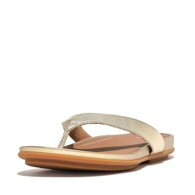 Afbeelding van Fitflop Gracie lederen teenslippers voor dames, Platina