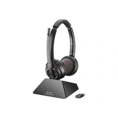 Image de Poly Savi 8220 Microsoft UC Series système de casque sur oreille DECT 6.0 sans fil Suppresseur bruit actif Certifié pour Teams