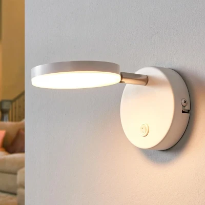 Afbeelding van Lindby LED wandlamp 1licht Plastic, metaal H: 9.6 cm wit, chroom Inclusief lichtbron
