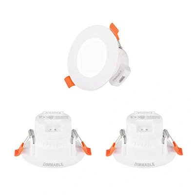 Afbeelding van Kleine plafondlampen, inbouwspots, led, dimbaar, 5 W, IP44, voor badkamer, keuken, warm wit, koud, verstelbaar, plafondgat, diameter 65 80 mm, 3 stuks Enuotek