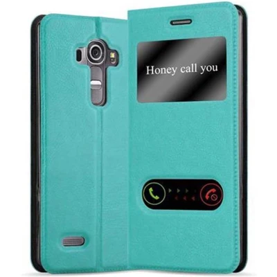 Afbeelding van Cadorabo Hoesje geschikt voor LG G4 / PLUS in MUNT TURKOOIS Beschermhoes met magnetische sluiting, standfunctie en 2 kijkvensters Book Case Cover Etui