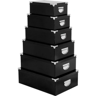 Afbeelding van Five® Opbergdozen Zwart 6 stuks Stapelbaar &amp; Met deksel