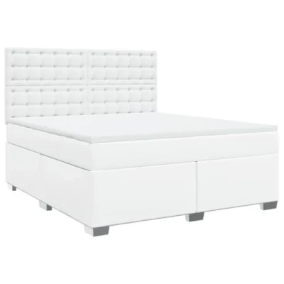Afbeelding van vidaXL Boxspring met matras kunstleer wit 180x200 cm