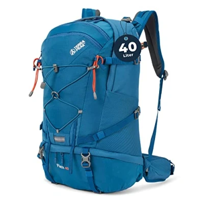 Afbeelding van Terra Peak Flex 40 wandelrugzak, l, groot, met rugventilatie, hydratatiesysteem, regenbescherming, trekkingrugzak van polyester, 3D Air Mesh ademend, Rood