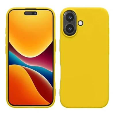 Afbeelding van kwmobile telefoonhoesje geschikt voor Apple iPhone 16 Hoesje smartphone Back cover in stralend geel