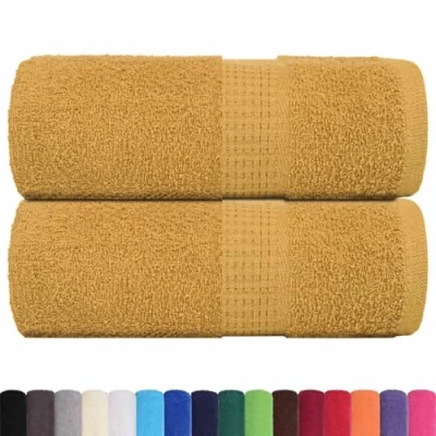 Afbeelding van vidaXL Gastendoekjes 2 st 30x50 cm 360 g/m² 100% katoen goudkleurig