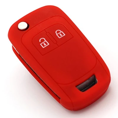 Afbeelding van Finest Folia OE siliconen hoes voor autosleutels met 2 knoppen rood