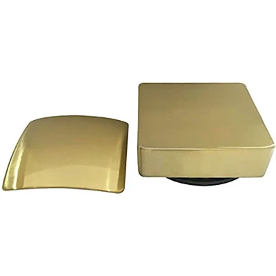 Afbeelding van Wiesbaden Set knop/plug badoverloopcomb. +vulfunctie vierkant geborsteld messing