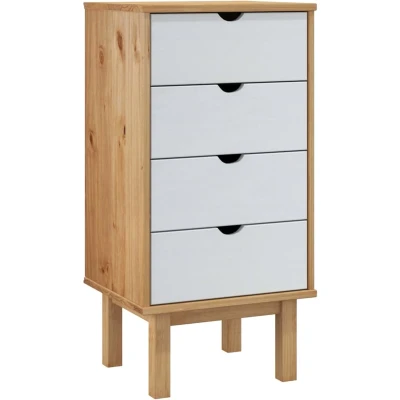 Afbeelding van vidaXL Ladekast OTTA 45x39x90 cm massief grenenhout bruin en wit