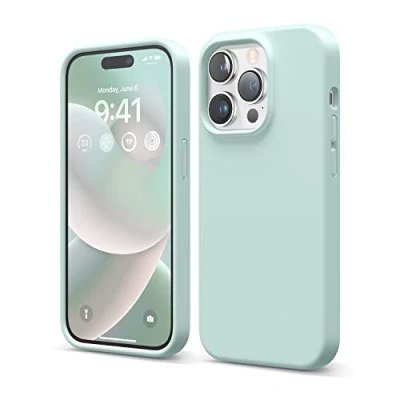 Afbeelding van elago Hoesjes van vloeibare siliconen compatibel met iPhone 14 Pro (6,1 inch) beschermhoes gemaakt premium volledige bescherming, schokbestendig, 4 structuren, zachte microvezel voorkomt krassen (zwart)