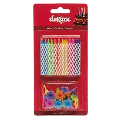Afbeelding van Dekora 345309 verjaardagskaarsen, was, meerkleurig, 24 stuks