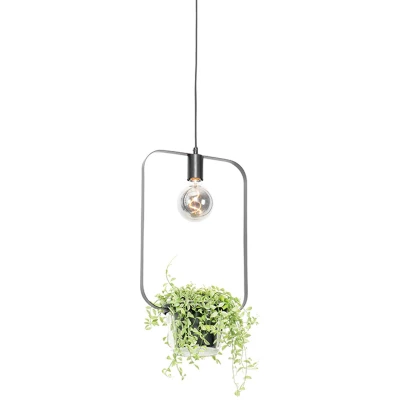 Afbeelding van QAZQA Moderne hanglamp zwart met glas rechthoekig Roslini