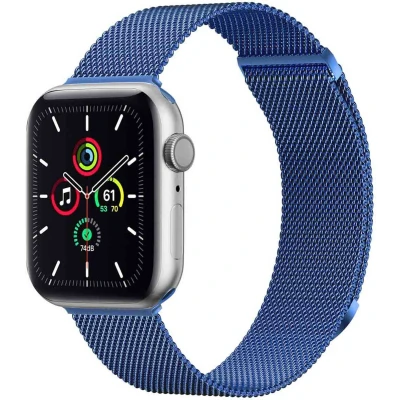 Afbeelding van imoshion Bandje Geschikt voor Apple Watch Series 1 / 2 3 4 5 6 7 8 9 SE 38 40 41 mm Maat S Milanees magnetische band Blauw