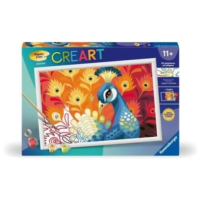 Image de CreArt Kids 31x21cm Paon, Kit de peinture par numéros Numéro d&#039;Art, Des 9 ans, 25907,
